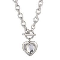 Fashion Heart Shape Titanium Steel Plating Inlay Glass Pendant Necklace 1 Piece sku image 5
