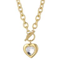 Fashion Heart Shape Titanium Steel Plating Inlay Glass Pendant Necklace 1 Piece sku image 10