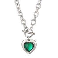 Fashion Heart Shape Titanium Steel Plating Inlay Glass Pendant Necklace 1 Piece sku image 6