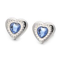 Fashion Heart Shape Titanium Steel Plating Inlay Glass Ear Studs 1 Pair sku image 2
