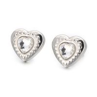 Fashion Heart Shape Titanium Steel Plating Inlay Glass Ear Studs 1 Pair sku image 4