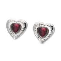 Fashion Heart Shape Titanium Steel Plating Inlay Glass Ear Studs 1 Pair sku image 3