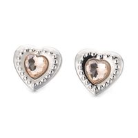 Fashion Heart Shape Titanium Steel Plating Inlay Glass Ear Studs 1 Pair sku image 6