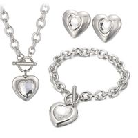 Fashion Heart Shape Stainless Steel Plating Inlay Glass Bracelets Earrings Necklace sku image 19