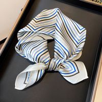 Women's Simple Style Stripe Satin Printing Silk Scarves sku image 2