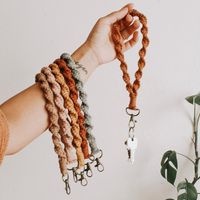 Creative New Cotton String Braided Bracelet Keychain Nordic Style Practical Business Gift Small Pendant Car Key Hanging main image 6