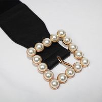Retro Solid Color Pu Leather Imitation Pearl Alloy Women's Leather Belts 1 Piece main image 4