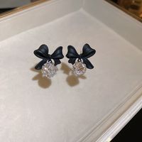 Fashion Bow Knot Copper Plating Zircon Ear Studs 1 Pair main image 5