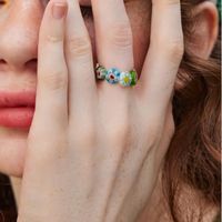 Fashion Geometric Plastic Beaded Unisex Rings main image 1