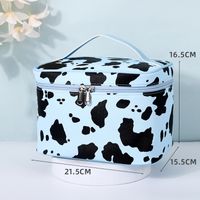 Women's Medium All Seasons Pu Leather Cows Fashion Pillow Shape Bucket Zipper Cosmetic Bag sku image 7