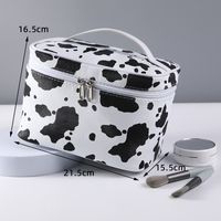 Women's Medium All Seasons Pu Leather Cows Fashion Pillow Shape Bucket Zipper Cosmetic Bag sku image 16