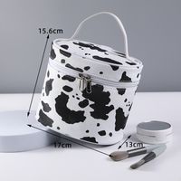 Women's Medium All Seasons Pu Leather Cows Fashion Pillow Shape Bucket Zipper Cosmetic Bag sku image 13
