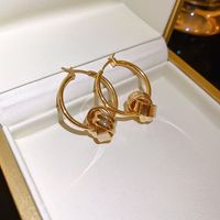 Simple Style Geometric Copper Gold Plated Ear Studs 1 Pair main image 1