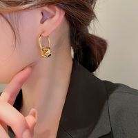 Simple Style Geometric Copper Gold Plated Ear Studs 1 Pair sku image 1