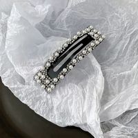 Korean Style Triangle Square Imitation Pearl Alloy Rhinestone Hair Clip 1 Piece sku image 1