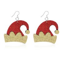 Fashion Christmas Hat Pu Leather Women's Drop Earrings 1 Pair sku image 1
