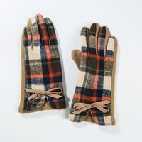 1 Paire De Gants En Polyester Coton Tartan Style Vintage Pour Femme main image 6
