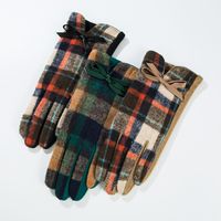Women's Vintage Style Tartan Cotton Polyester Gloves 1 Pair main image 1