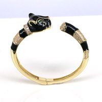 Hip-hop Animal Leopard Copper Enamel Gold Plated Zircon Women's Rings Bangle 1 Piece main image 5