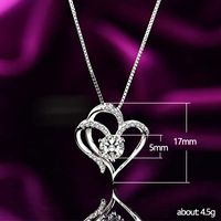 Simple Style Heart Shape Copper Plating Hollow Out Artificial Diamond Pendant Necklace 1 Piece main image 2