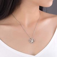 Simple Style Heart Shape Copper Plating Hollow Out Artificial Diamond Pendant Necklace 1 Piece main image 5