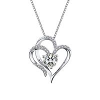 Simple Style Heart Shape Copper Plating Hollow Out Artificial Diamond Pendant Necklace 1 Piece main image 7
