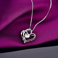 Simple Style Heart Shape Copper Plating Hollow Out Artificial Diamond Pendant Necklace 1 Piece main image 8