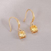 1 Pair Simple Style Round Plating Inlay Stainless Steel Zircon 14k Gold Plated Drop Earrings main image 6