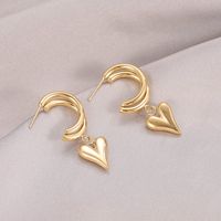 Fashion Heart Shape Titanium Steel Plating Earrings 1 Pair main image 3