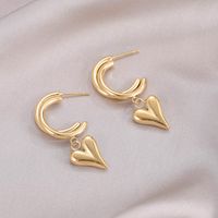 Fashion Heart Shape Titanium Steel Plating Earrings 1 Pair main image 4