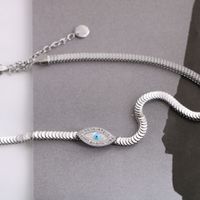 Fashion Eye Titanium Steel Plating Inlay Artificial Diamond Necklace 1 Piece sku image 1