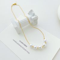 Retro Geometric Stainless Steel Plating Artificial Pearls Necklace main image 3