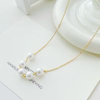 Retro Geometric Stainless Steel Plating Artificial Pearls Necklace main image 1