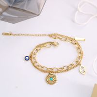 Moda Ojo Del Diablo Acero Titanio Enchapado Embutido Piedras Preciosas Artificiales Pulsera 1 Pieza sku image 1