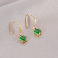 1 Pair Simple Style Round Plating Inlay Stainless Steel Zircon 14k Gold Plated Drop Earrings sku image 3