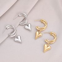 Fashion Heart Shape Titanium Steel Plating Earrings 1 Pair main image 1