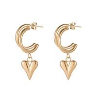 Fashion Heart Shape Titanium Steel Plating Earrings 1 Pair main image 5