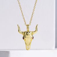 Fashion Animal Cattle Copper Gold Plated Zircon Pendant Necklace 1 Piece main image 5