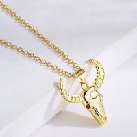 Fashion Animal Cattle Copper Gold Plated Zircon Pendant Necklace 1 Piece main image 2