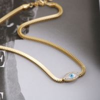 Mode Auge Titan Stahl Überzug Inlay Künstlicher Diamant Halskette 1 Stück sku image 2
