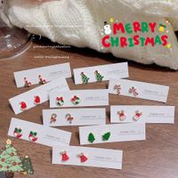 Fashion Santa Claus Christmas Socks Alloy Enamel Women's Ear Studs 1 Pair main image 1