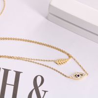 Fashion Leaf Eye Titanium Steel Plating Inlay Artificial Gemstones Layered Necklaces 1 Piece main image 3