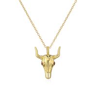 Fashion Animal Cattle Copper Gold Plated Zircon Pendant Necklace 1 Piece sku image 2