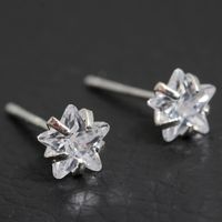 Simple Style Geometric Sterling Silver Inlay Zircon Ear Studs 1 Pair main image 5