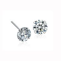 Simple Style Geometric Sterling Silver Inlay Zircon Ear Studs 1 Pair main image 4