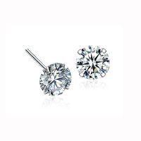 Style Simple Géométrique Argent Sterling Incruster Zircon Boucles D'oreilles 1 Paire main image 4