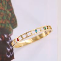 Fashion Geometric Titanium Steel Inlay Zircon Bangle 1 Piece main image 1