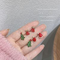 Fashion Santa Claus Christmas Socks Alloy Enamel Women's Ear Studs 1 Pair main image 4