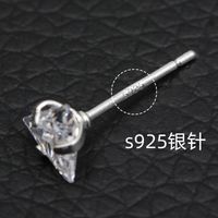 Simple Style Geometric Sterling Silver Inlay Zircon Ear Studs 1 Pair main image 2