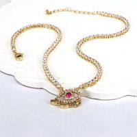 Fashion Eye Copper Gold Plated Zircon Pendant Necklace 1 Piece main image 3